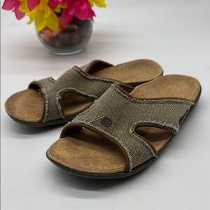 Spenco Brown Canvas Slide Orthodic Sandals Size 7 MCS7585P